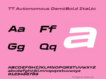 TT Autonomous DemiBold Italic Version 1.010.28052021图片样张