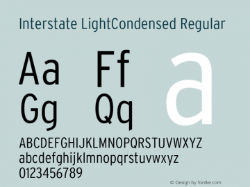 Interstate LightCondensed Regular 001.000 Font Sample