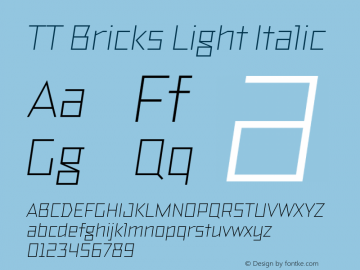 TT Bricks Light Italic Version 1.010图片样张