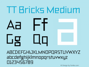 TT Bricks Medium Version 1.010; ttfautohint (v1.5) -l 8 -r 50 -G 0 -x 0 -D latn -f none -m 