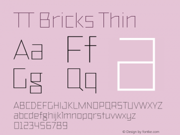 TT Bricks Thin Version 1.010; ttfautohint (v1.5) -l 8 -r 50 -G 0 -x 0 -D latn -f none -m 