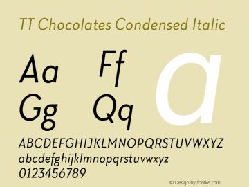 TT Chocolates Condensed Italic Version 1.100; ttfautohint (v1.5)图片样张