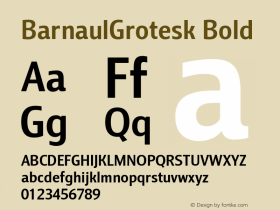 BarnaulGrotesk Bold Reg Version 1.000 2007 initial release图片样张