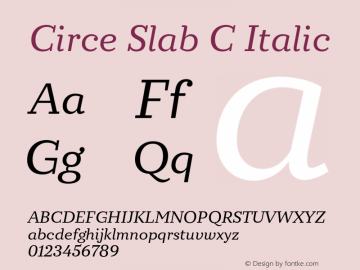 Circe Slab C Italic Version 1.000图片样张