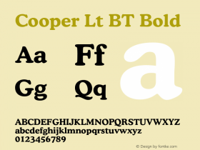 Cooper Lt BT Bold Version 1.000 2005 initial release图片样张