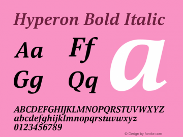 Hyperon Bold Italic Version 1.000图片样张