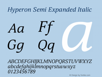 Hyperon Semi Expanded Italic Version 1.000图片样张