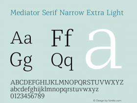 Mediator Serif Narrow ExtLt Version 1.0图片样张