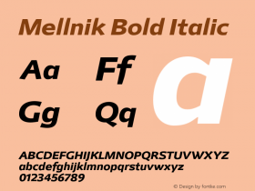 Mellnik Bold Italic Version 1.000 2007图片样张