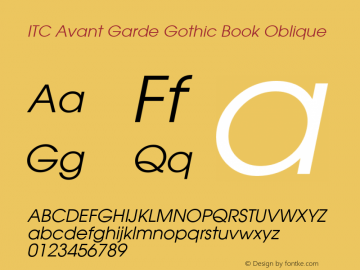 ITC Avant Garde Gothic Book Oblique Version 1.3 (Hewlett-Packard) Font Sample