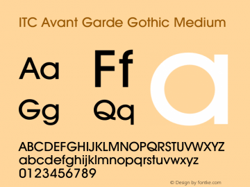 ITC Avant Garde Gothic Medium 2.0-1.0 Font Sample