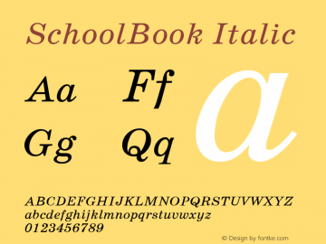 SchoolBook Italic Version 1.002图片样张