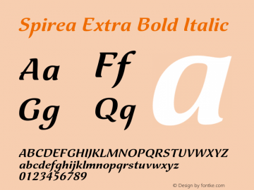 Spirea Extra Bold Italic Version 1.000图片样张