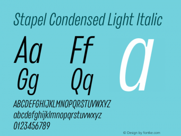 Stapel Condensed Light Italic Version 1.000图片样张