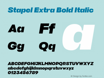 Stapel Extra Bold Italic Version 1.000图片样张