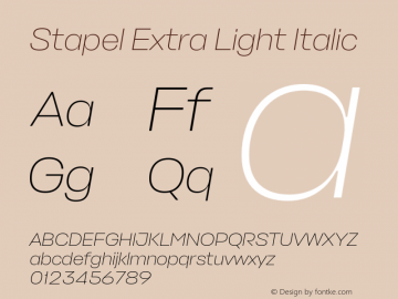 Stapel Extra Light Italic Version 1.000图片样张