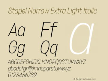 Stapel Narrow Extra Light Italic Version 1.001图片样张