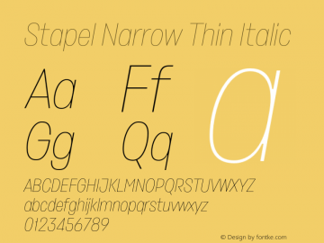 Stapel Narrow Thin Italic Version 1.001图片样张