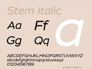 Stem Italic Version 1.001图片样张