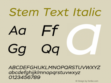 Stem Text Italic Version 1.000图片样张
