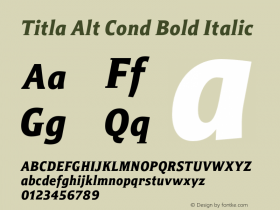 Titla Alt Cond Bold Italic Version 1.000图片样张