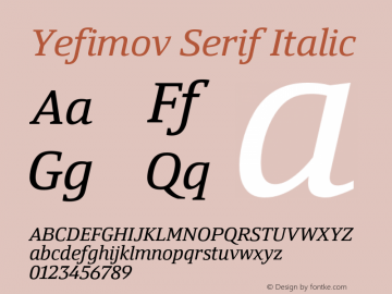 Yefimov Serif Italic Version 1.000图片样张