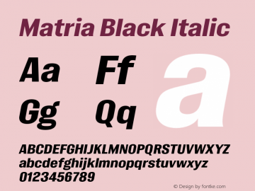 Matria Black Italic Version 1.001图片样张