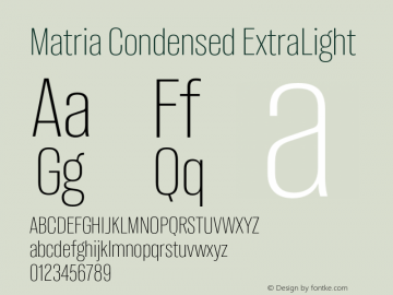 Matria Condensed ExtraLight Version 1.001图片样张