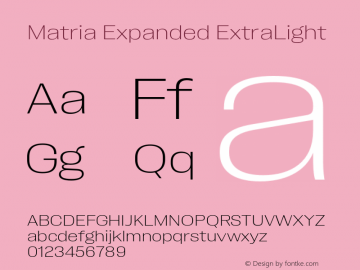 Matria Expanded ExtraLight Version 1.001图片样张
