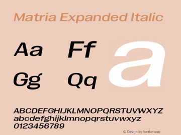 Matria Expanded Italic Version 1.001图片样张