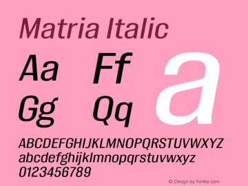 Matria Italic Version 1.001图片样张