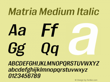 Matria Medium Italic Version 1.001图片样张