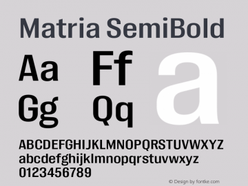 Matria SemiBold Version 1.001图片样张