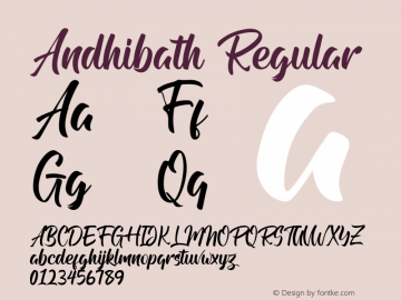 Andhibath Version 1.00;January 19, 2020;FontCreator 12.0.0.2535 64-bit图片样张