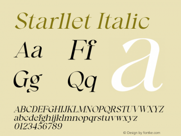 Starllet-Italic Version 1.001;Fontself Maker 3.5.4图片样张