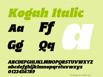 Kogah-Italic Version 1.001;Fontself Maker 3.5.4图片样张