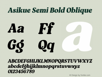 Asikue Semi Bold Oblique Version 1.000图片样张
