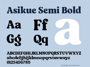 Asikue Semi Bold Version 1.000图片样张