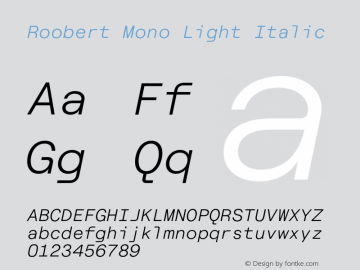 Roobert Mono Light Italic Version 4.000;Glyphs 3.2 (3243)图片样张