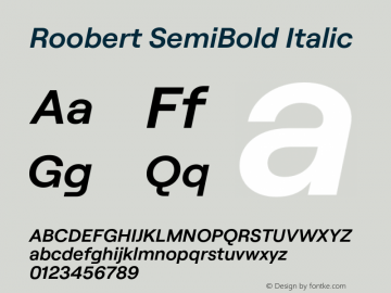 Roobert SemiBold Italic Version 4.000;Glyphs 3.2 (3243)图片样张