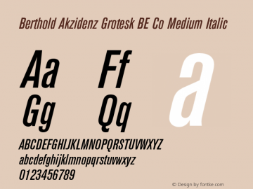 Berthold Akzidenz Grotesk BE Co Medium Italic 001.000 Font Sample