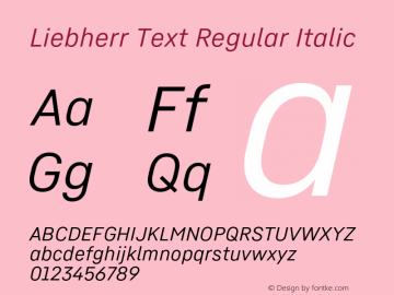 Liebherr Text Regular Italic Version 0.960图片样张