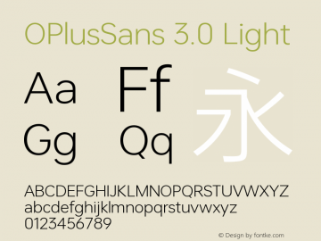 OPlusSans 3.0 Light Version 3.000图片样张