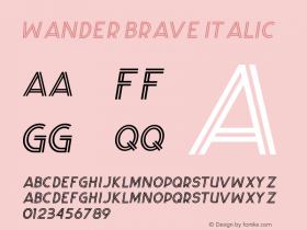 Wander Brave Italic Version 1.00;September 6, 2019;FontCreator 11.5.0.2422 64-bit图片样张