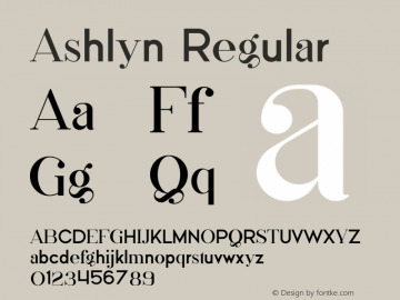 Ashlyn Version 1.001;Fontself Maker 3.5.7图片样张