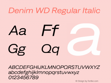 Denim WD Regular Italic Version 4.000;Glyphs 3.2 (3186)图片样张