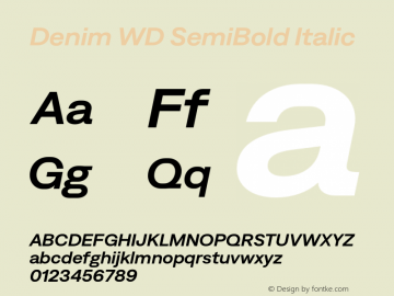 Denim WD SemiBold Italic Version 4.000;Glyphs 3.2 (3186)图片样张