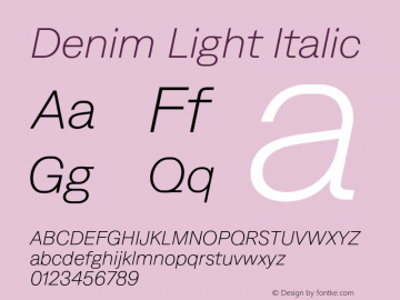 Denim Light Italic Version 4.000;Glyphs 3.2 (3181)图片样张