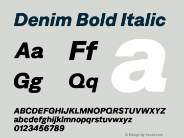 Denim Bold Italic Version 4.000;Glyphs 3.2 (3181)图片样张