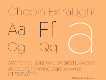 Chopin ExtraLight Version 1.000;Glyphs 3.2 (3231)图片样张